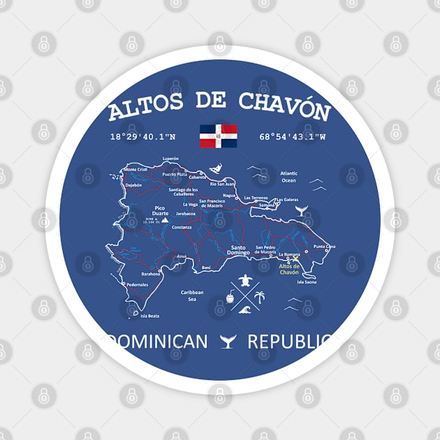 Altos de Chavón Dominican Republic Flag Travel Map Coordinates GPS Magnet by French Salsa